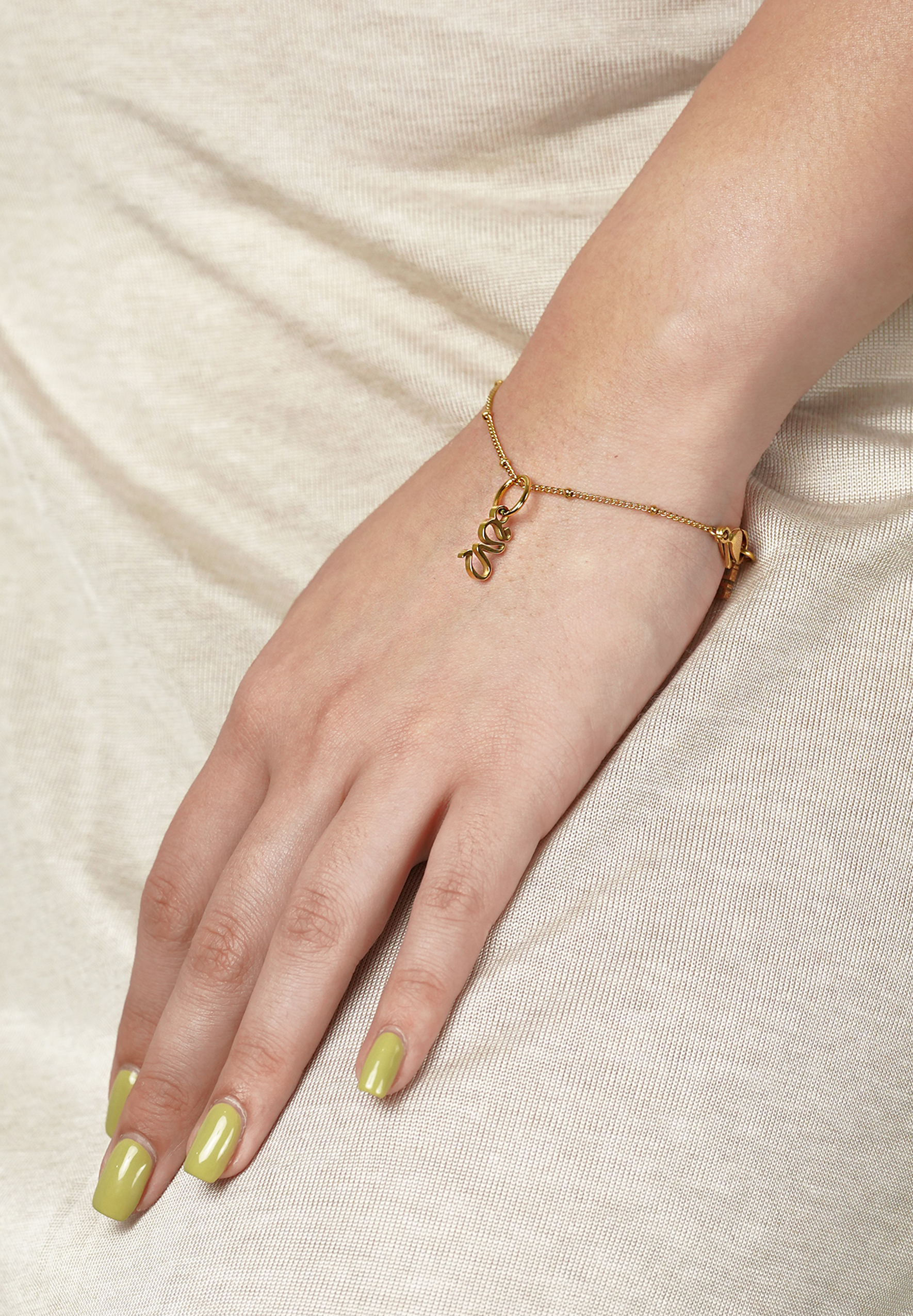 Go With The Slow Charm with Gold Chain Bracelet