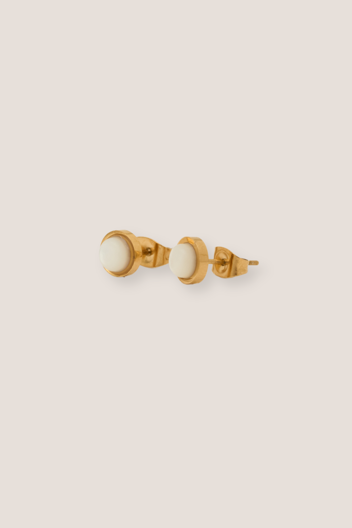Mother Of Pearl Gold Stud Earrings