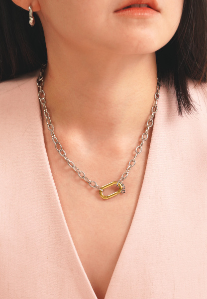 Nue Mixed Metal Silver Necklace