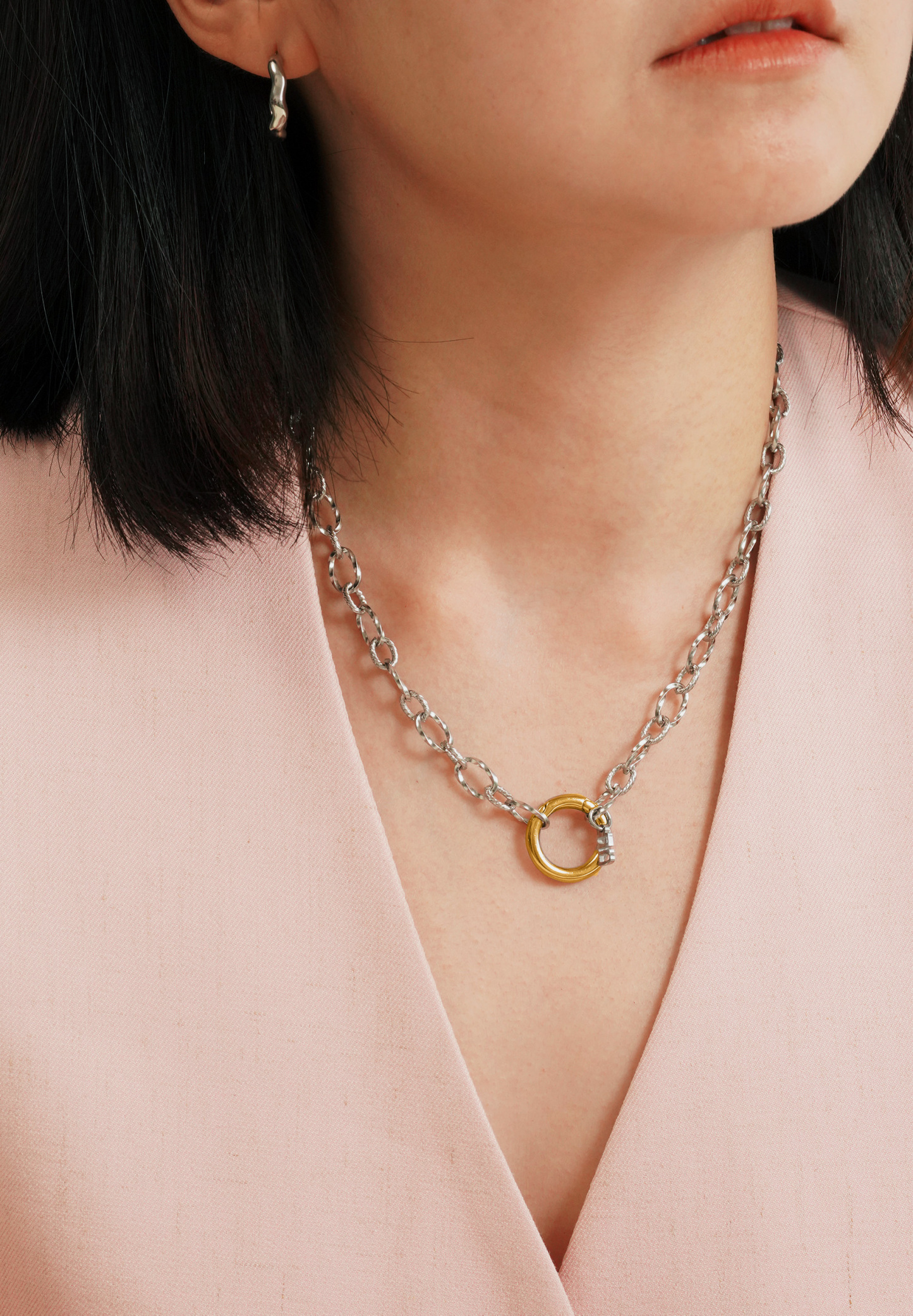 Nue Mixed Metal Silver Necklace