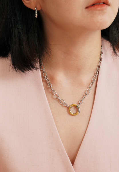 Nue Mixed Metal Silver Necklace