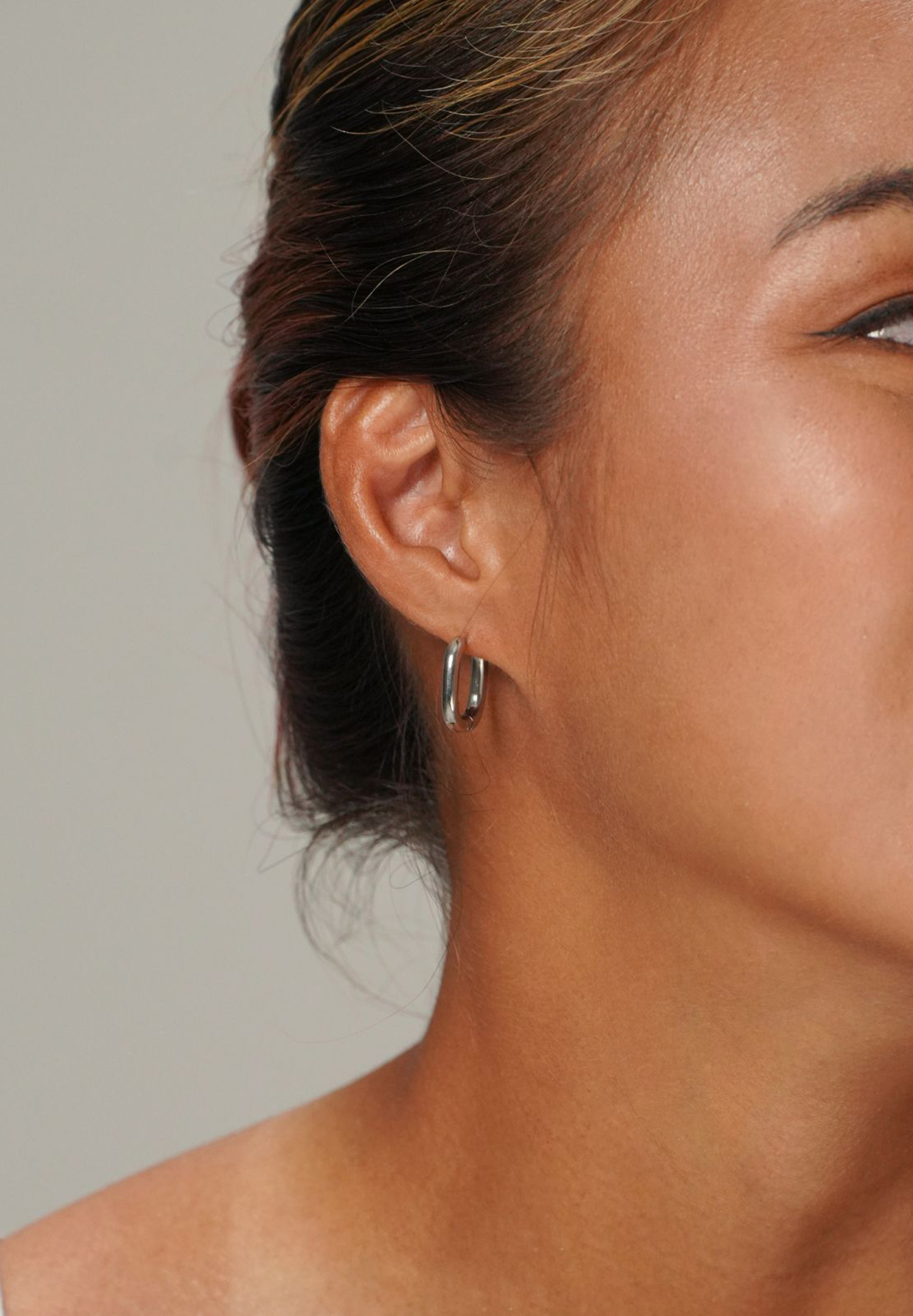 Oval Silver Hoop Earrings