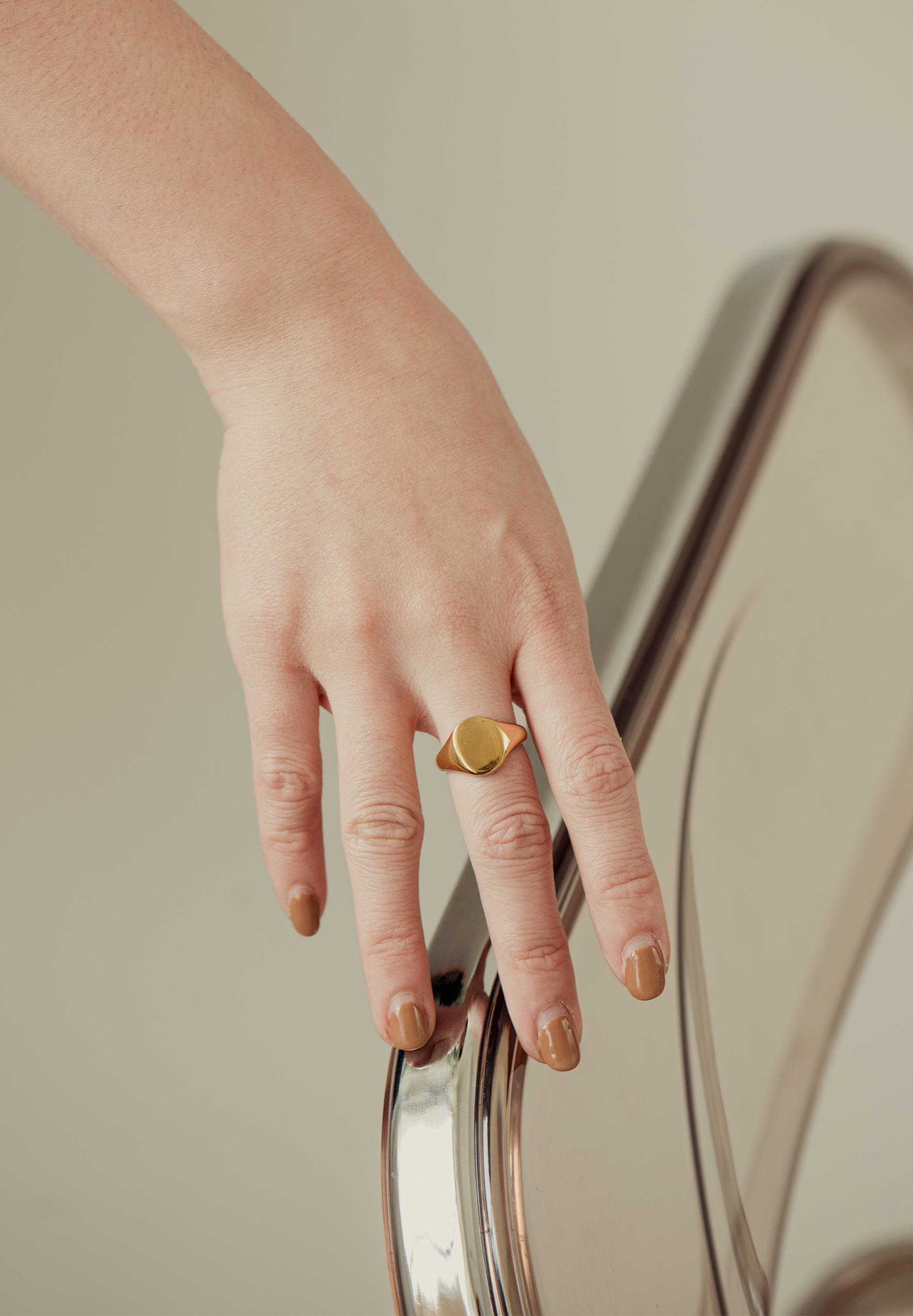 Ovoid Gold Signet Ring