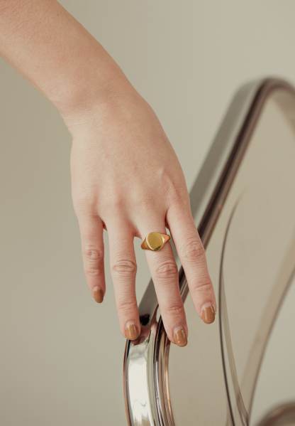 Ovoid Gold Signet Ring
