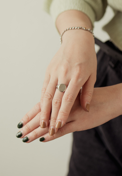 Ovoid Silver Signet Ring