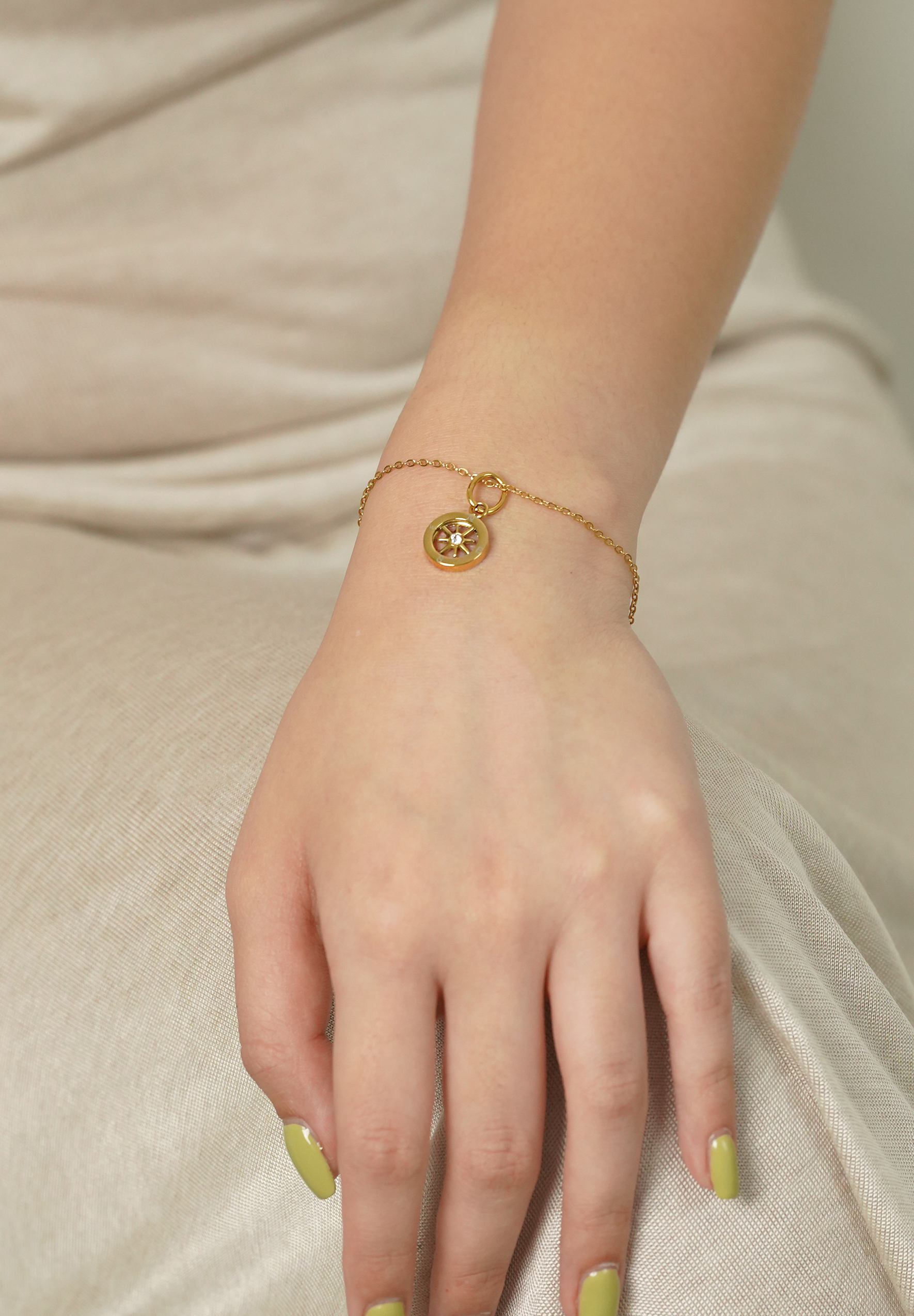 Path Charm with Gold Chain Bracelet