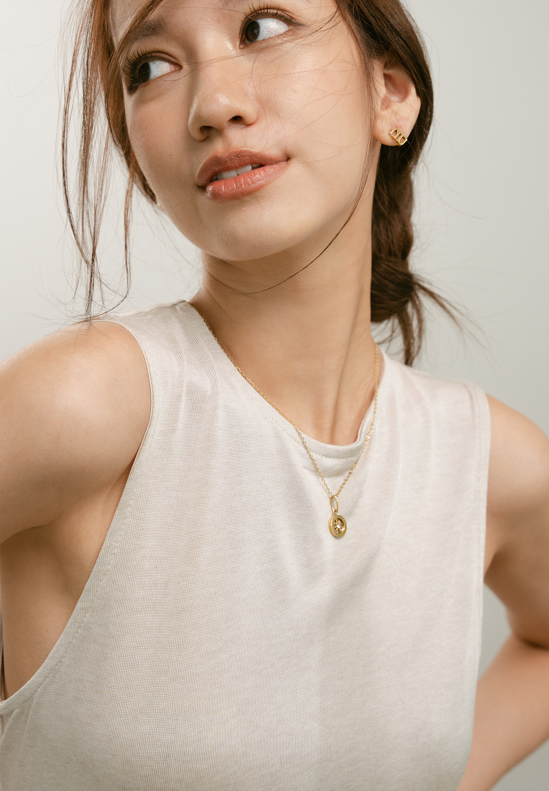 Path Charm with Gold Plain Chain Necklace