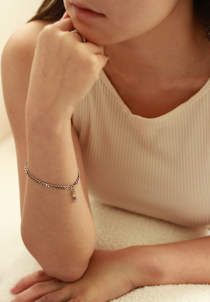 Romantic Mystic Pendant Silver with Curb Chain Bracelet