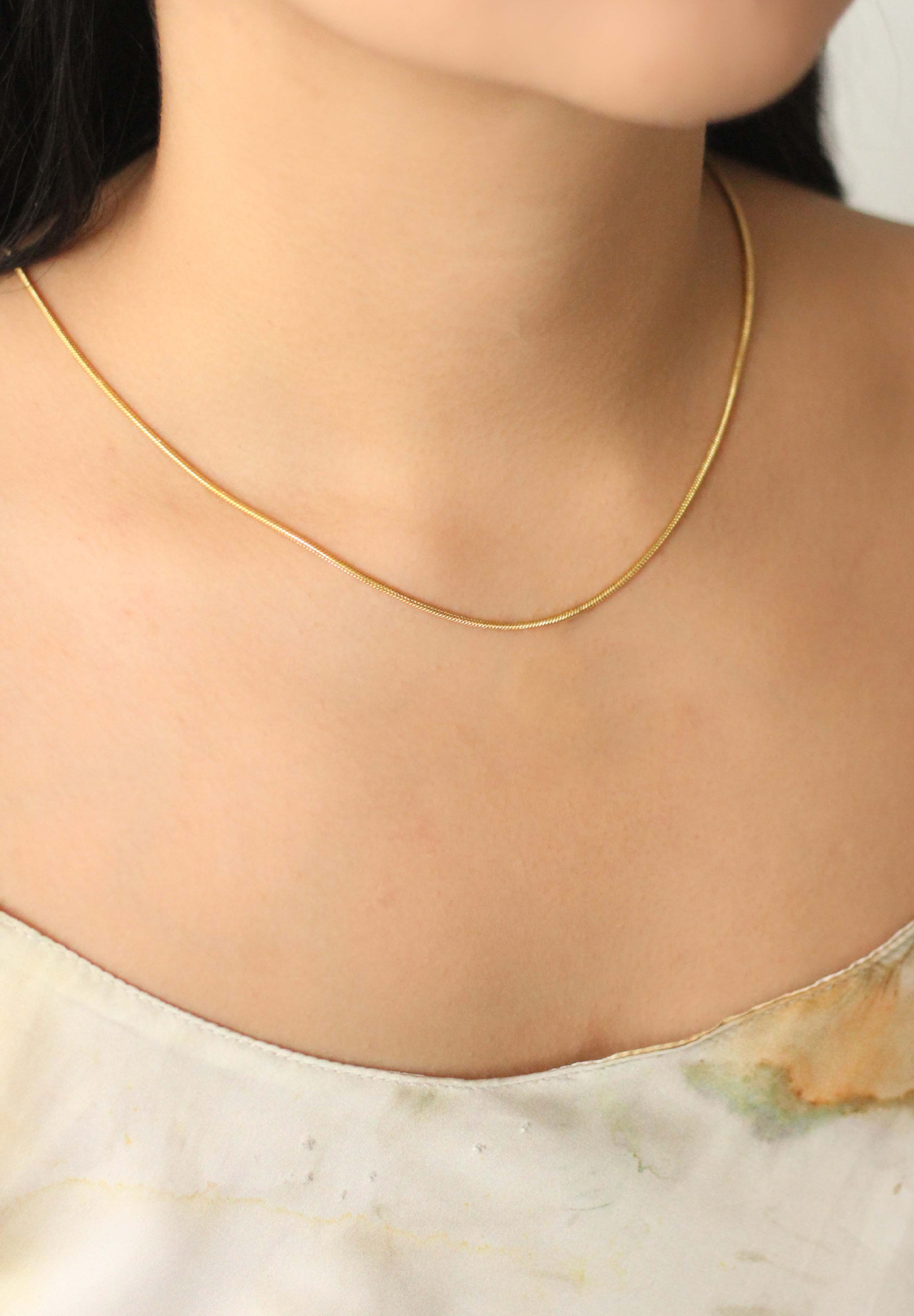 Rounded Snake Gold Chain Necklace