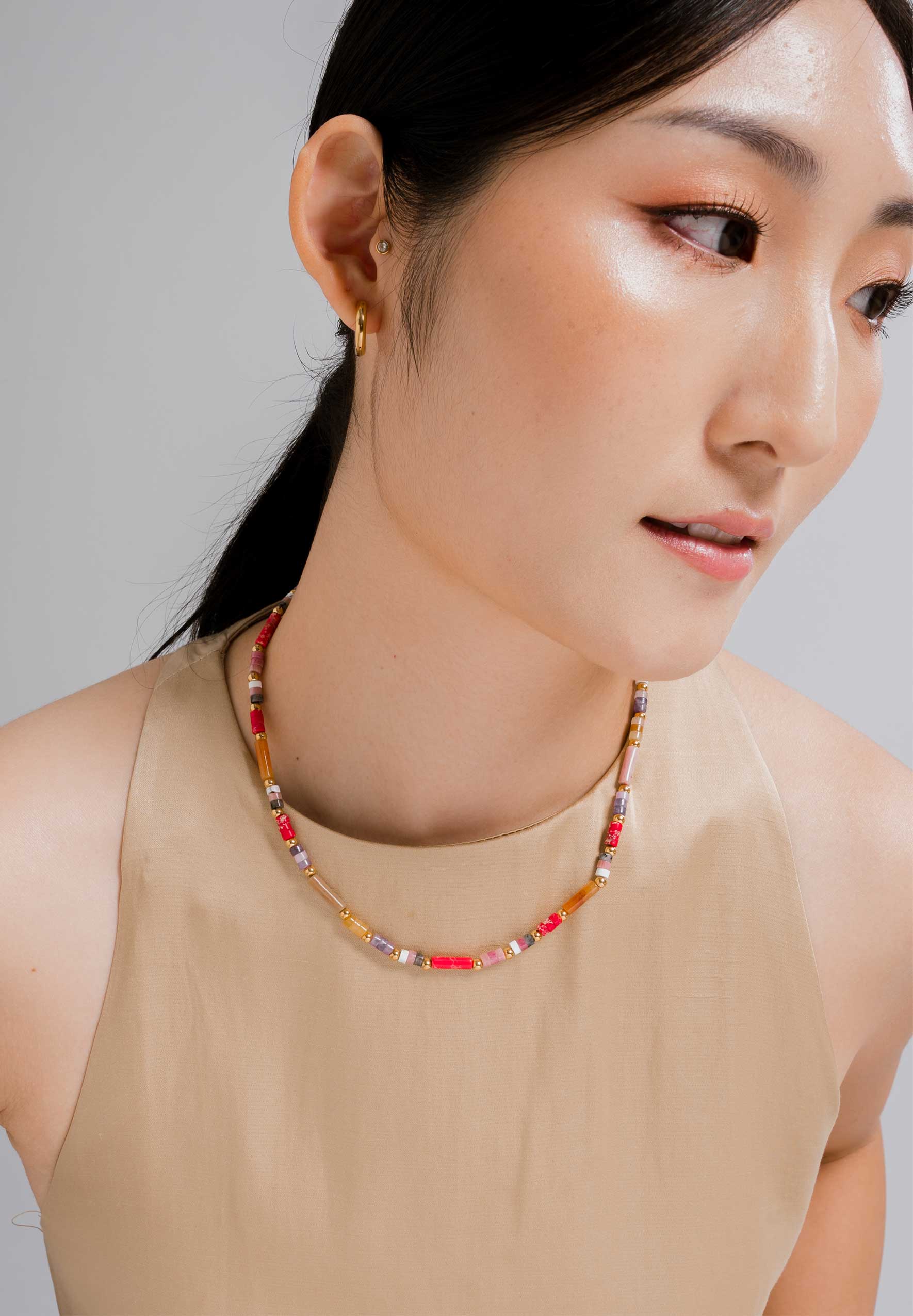 Ruby Radiance Beaded Necklace