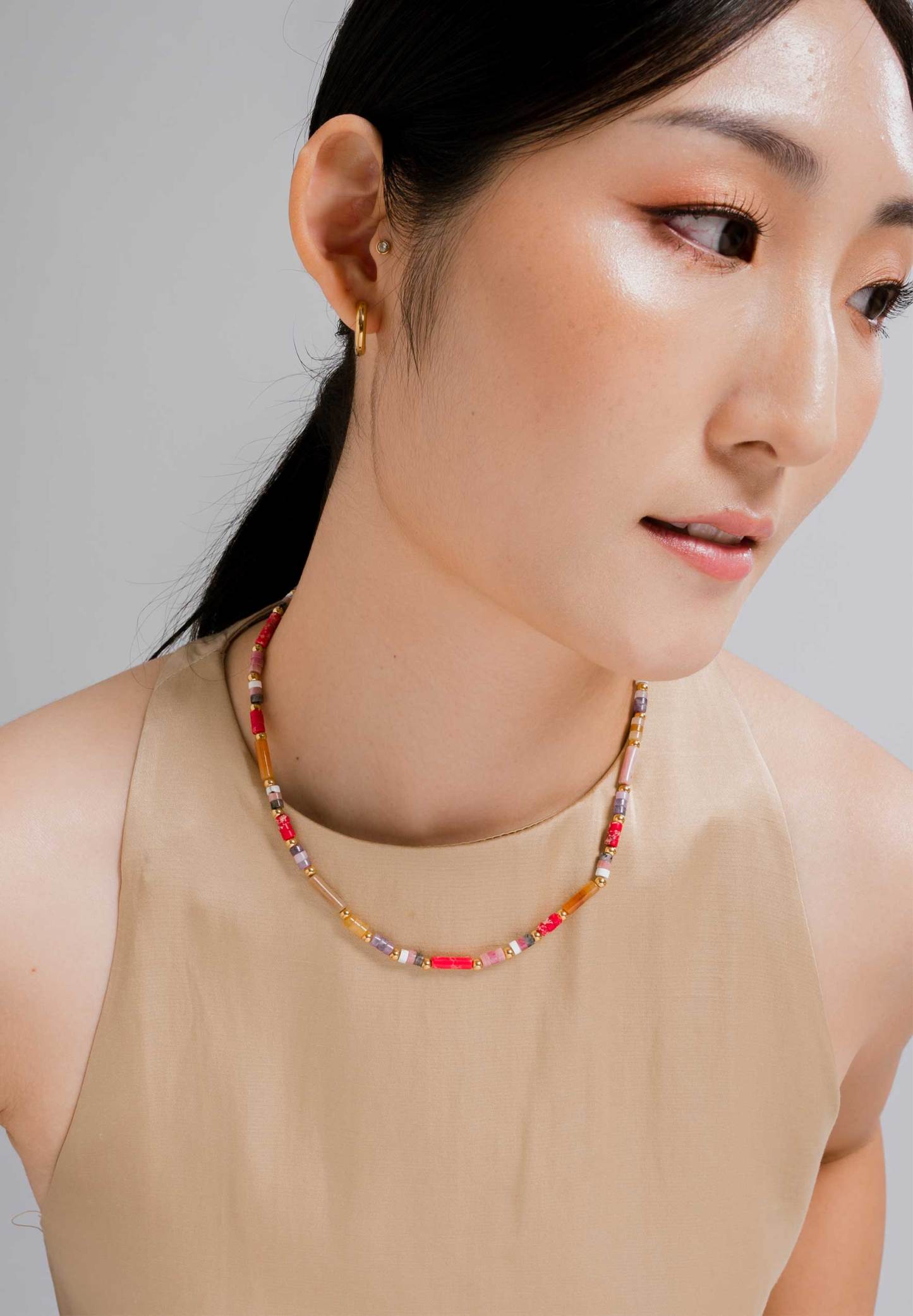 Ruby Radiance Beaded Necklace