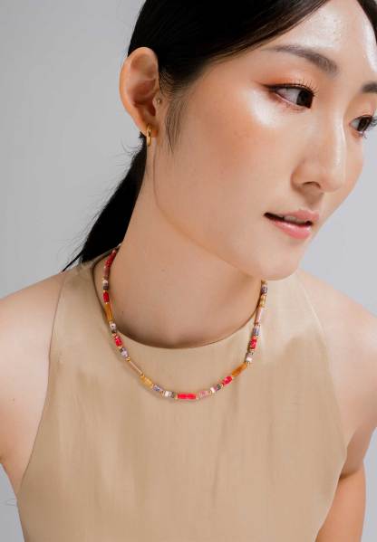 Ruby Radiance Beaded Necklace