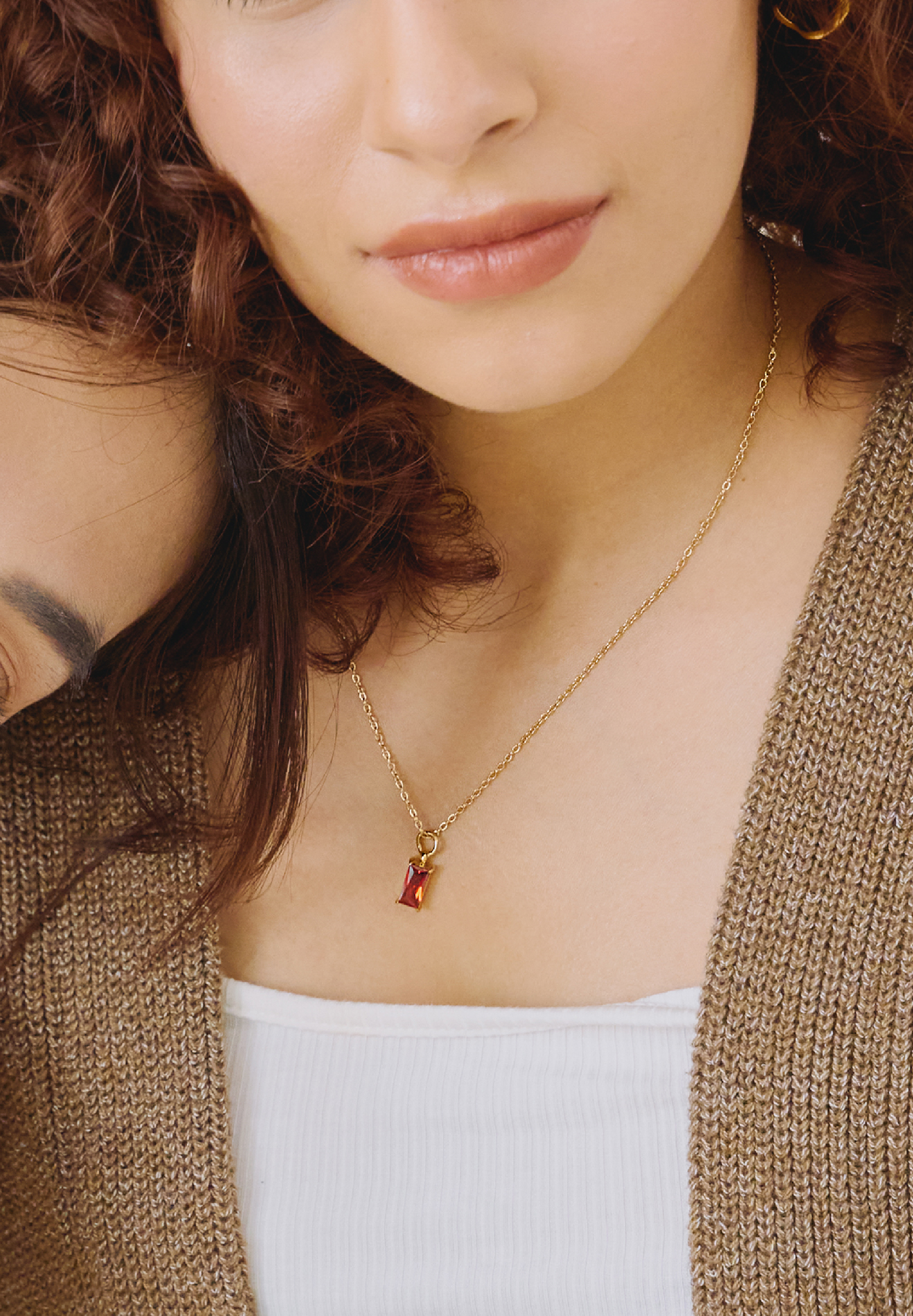 Verity Ruby Pendant Gold Chain Necklace