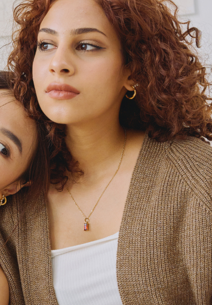 Verity Ruby Pendant Gold Chain Necklace