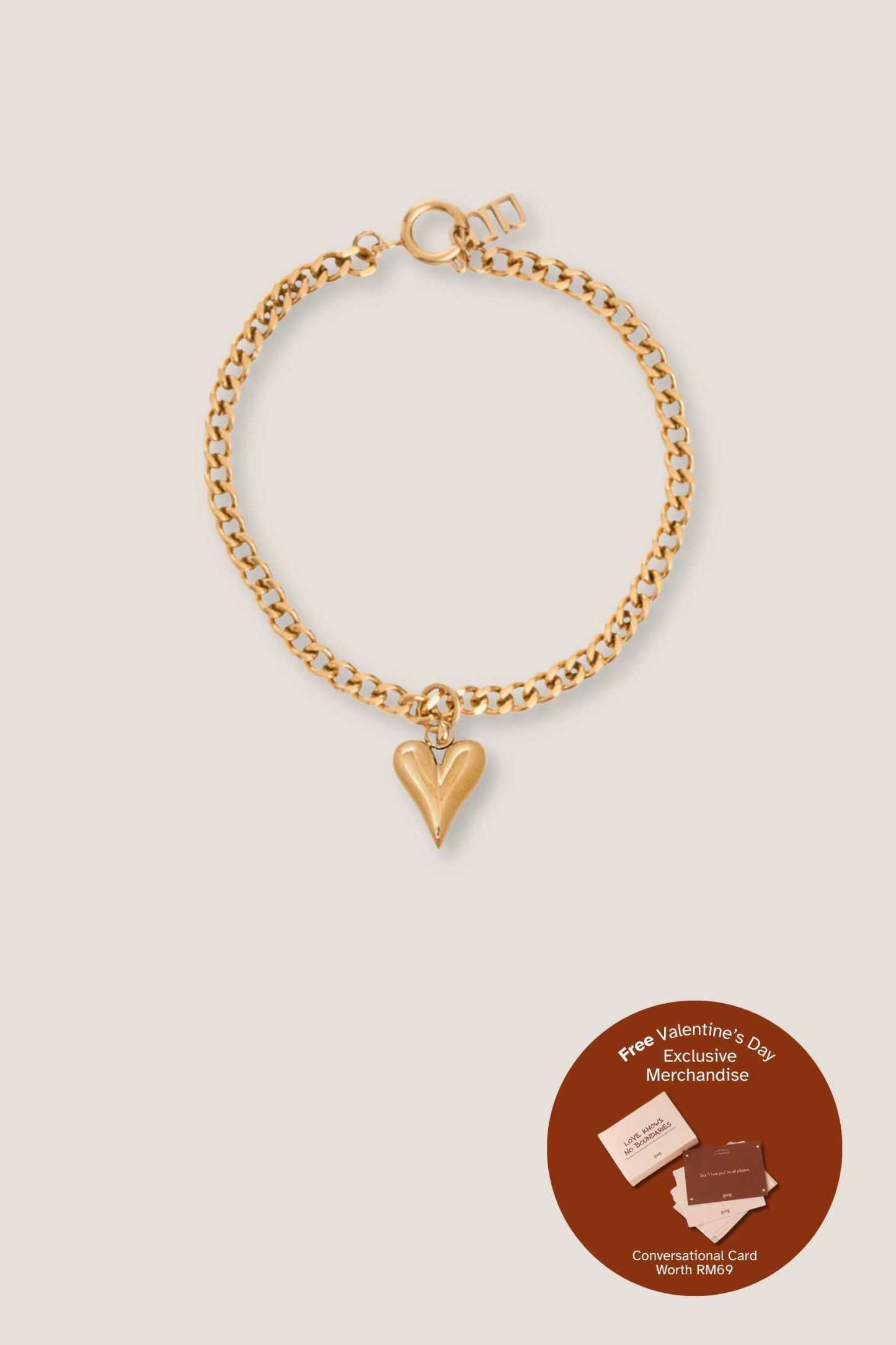 Tesoro Love Pendant Gold Bracelet