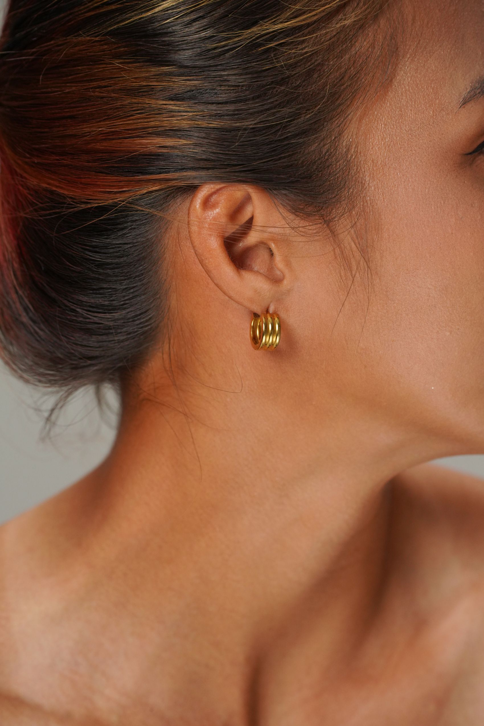 Triple Bold Gold Hoop Earrings