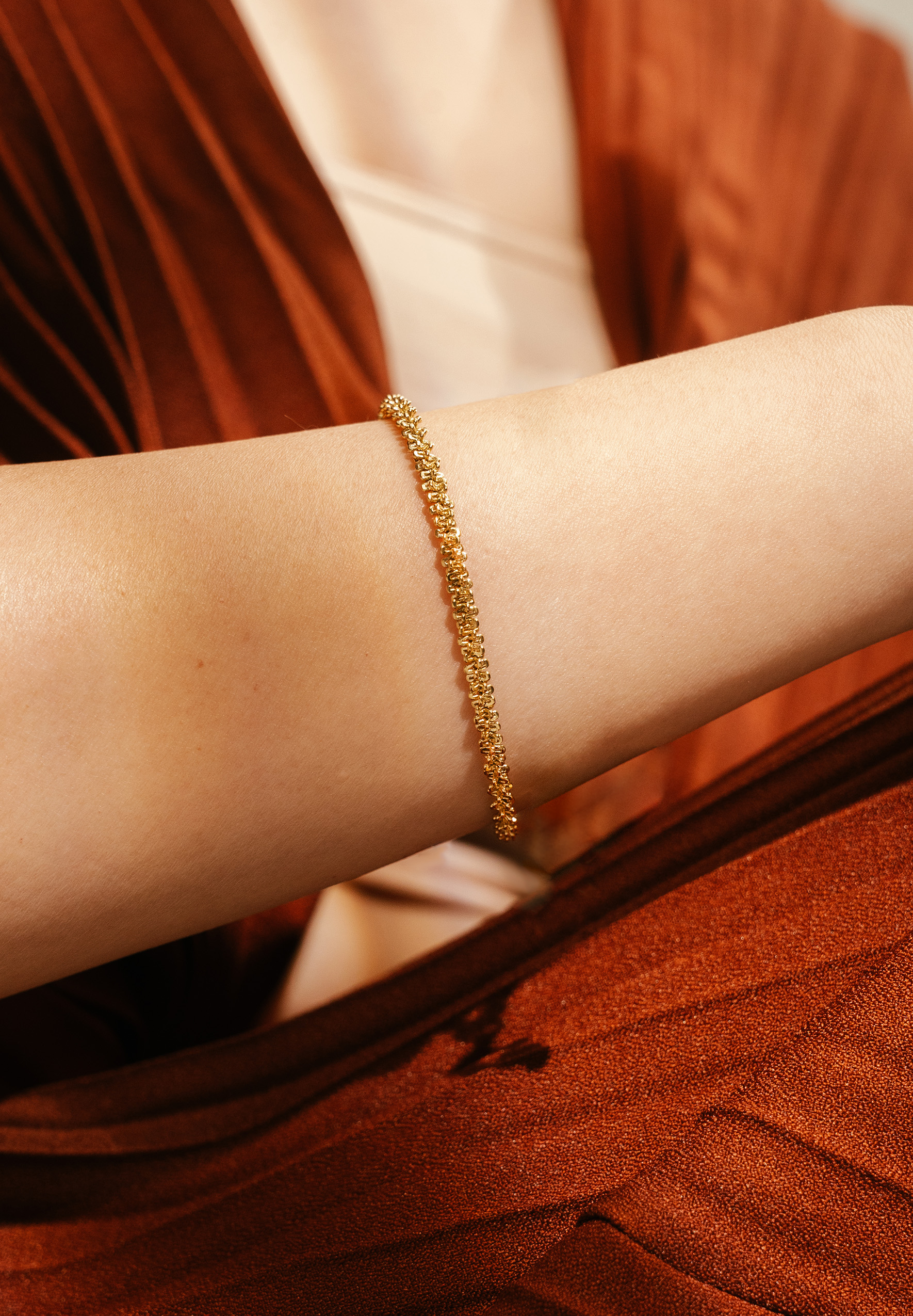 Tweed Gold Chain Bracelet