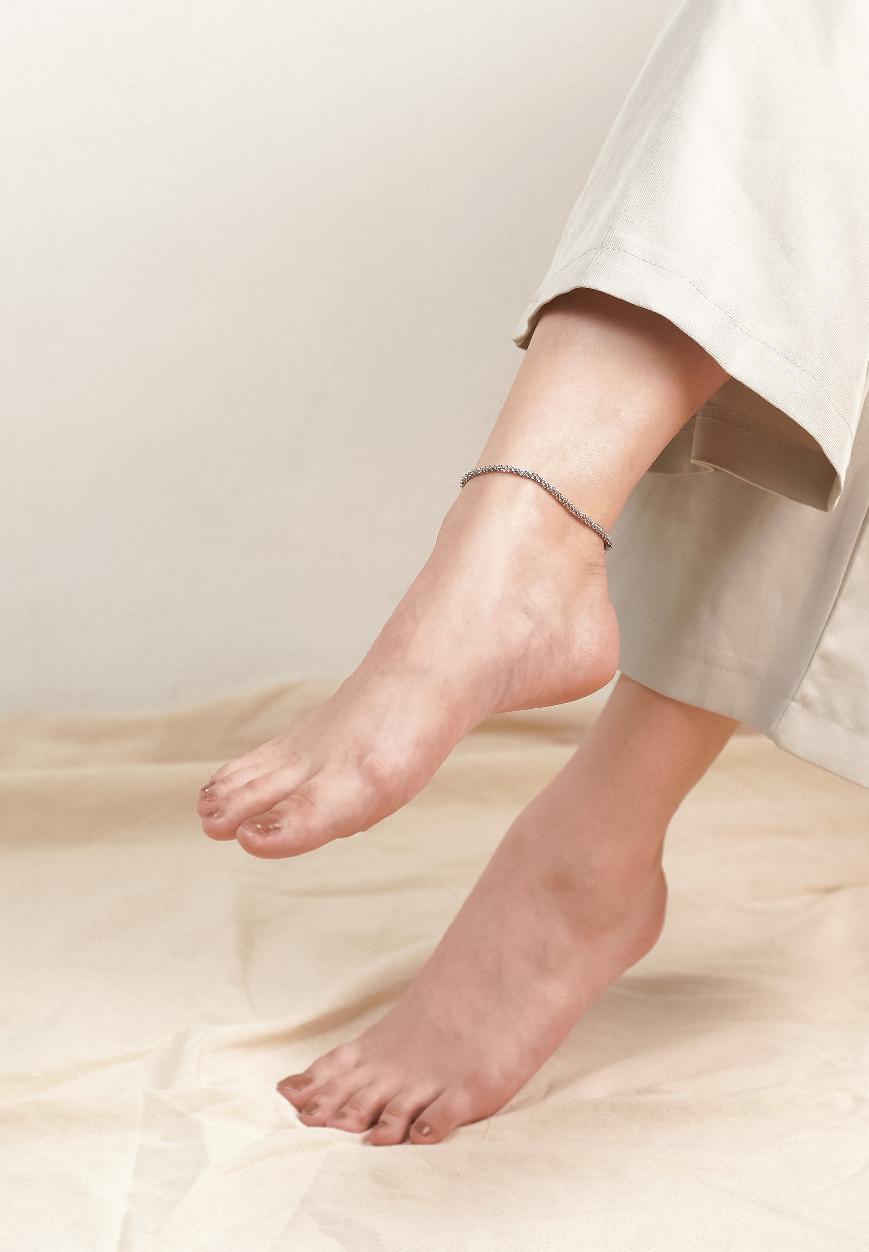 Tweed Silver Chain Anklet