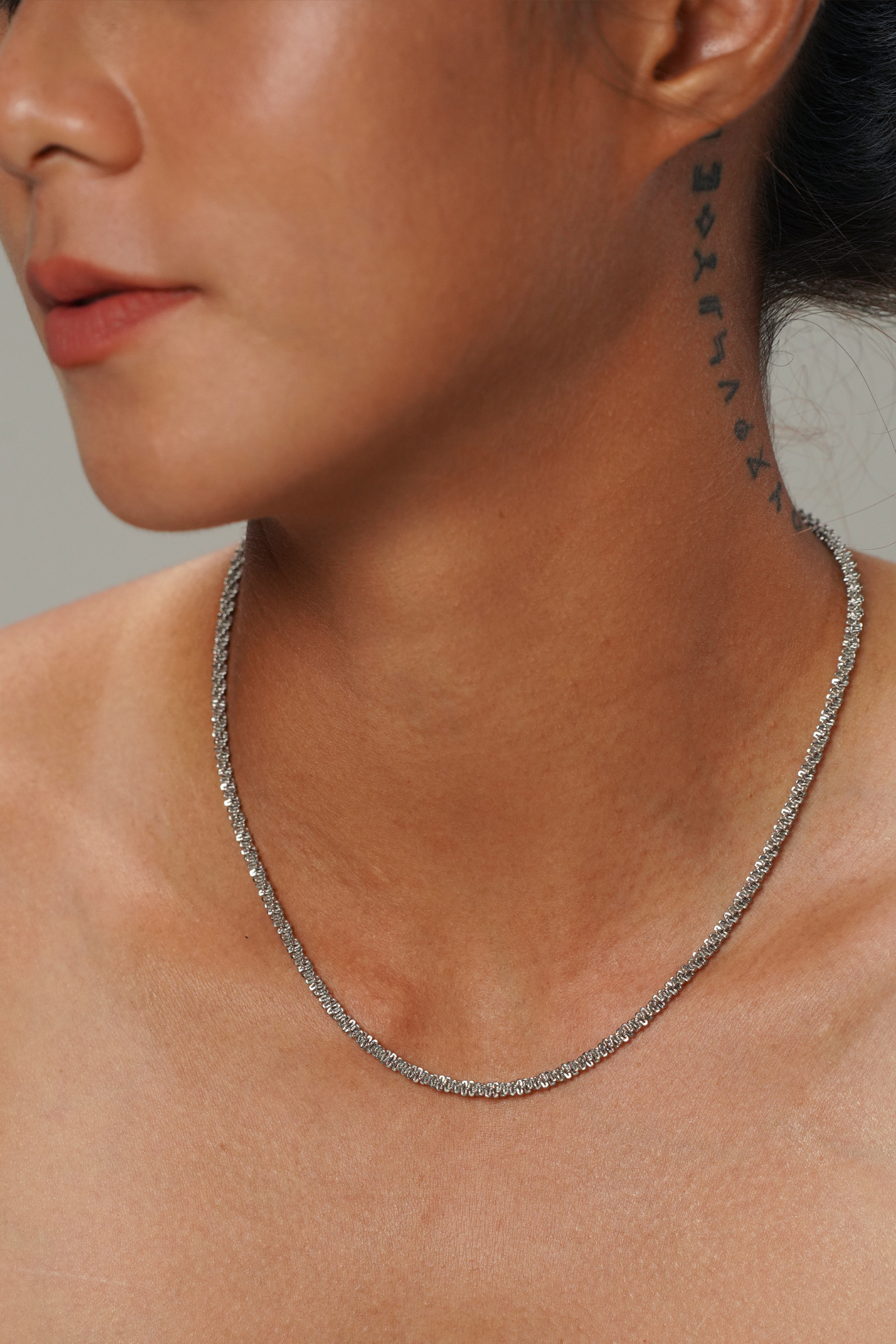 Tweed Silver Chain Necklace