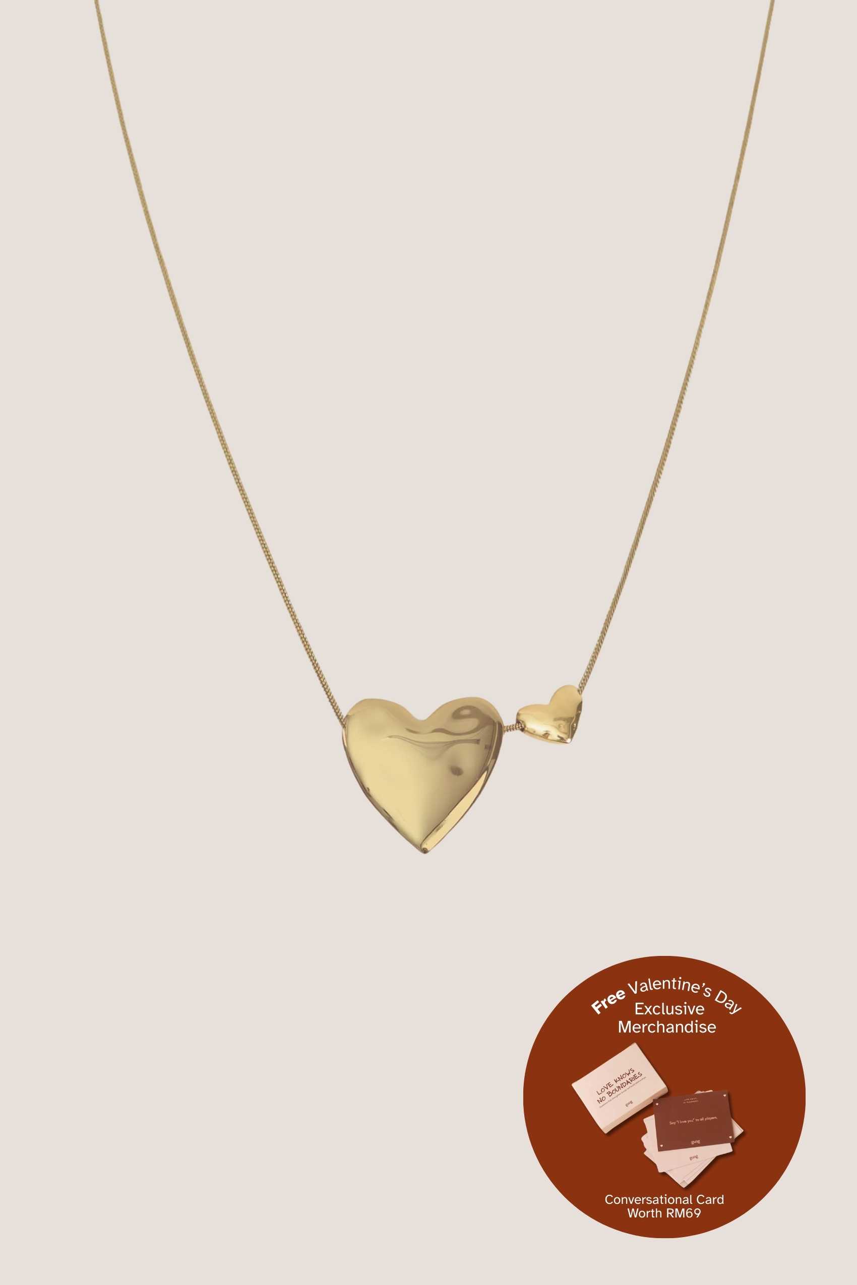 Two of a Kind Heart Gold Necklace