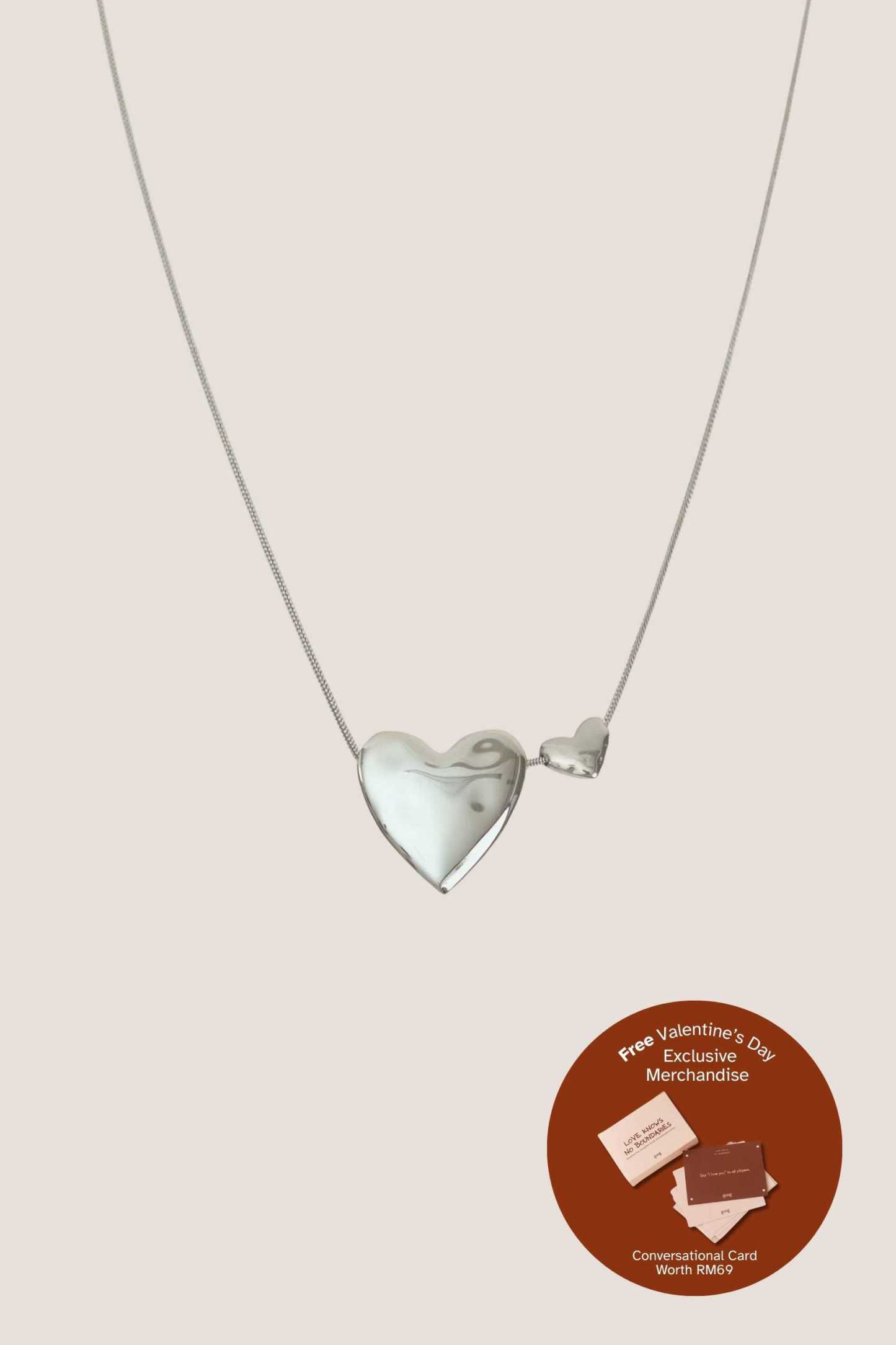 Two of a Kind Heart Silver Necklace
