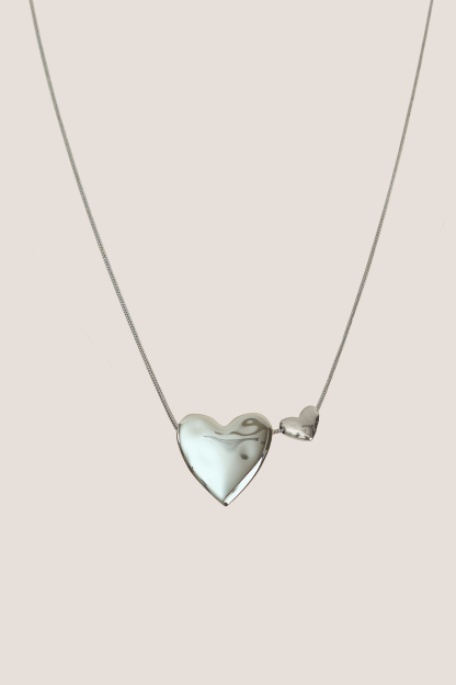 Two of a Kind Heart Silver Necklace