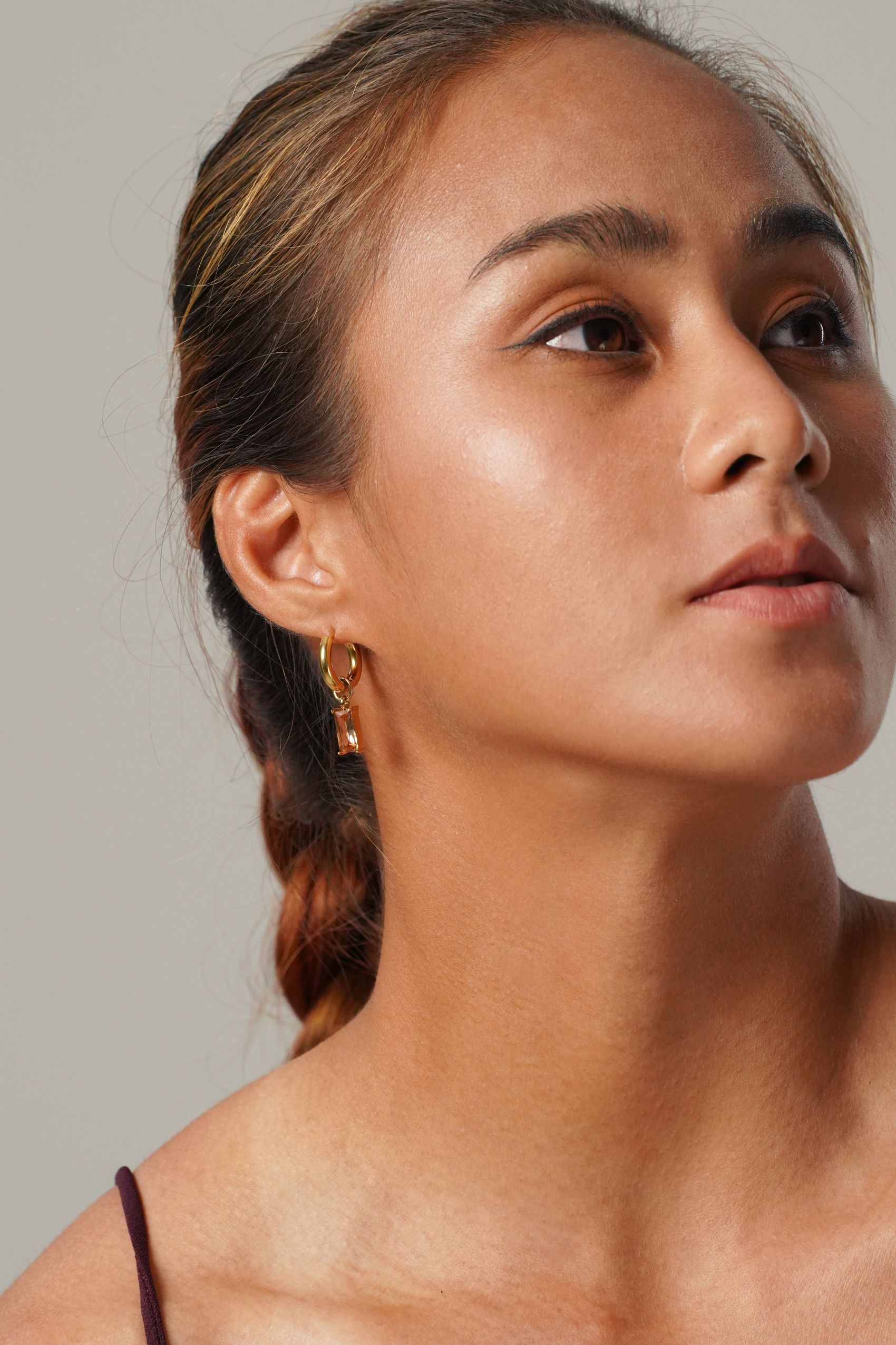 Verity Champagne Mini Gold Hoop Earrings
