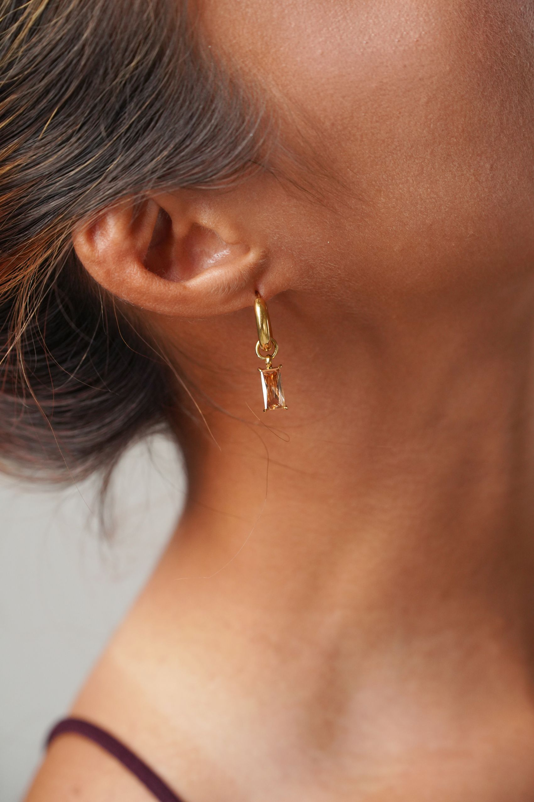 Verity Champagne Mini Gold Hoop Earrings