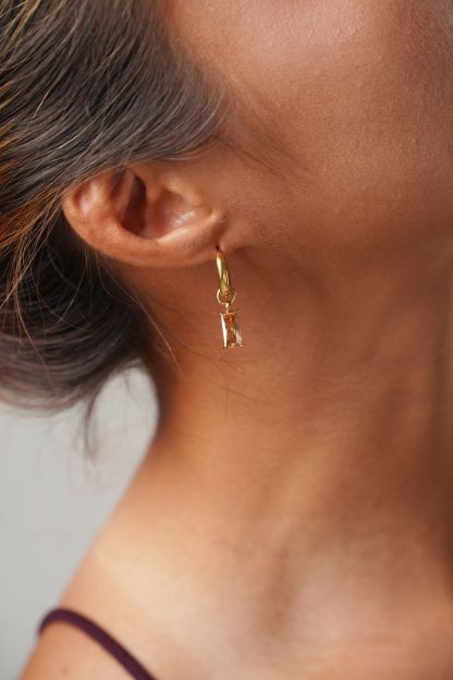Verity Champagne Mini Gold Hoop Earrings