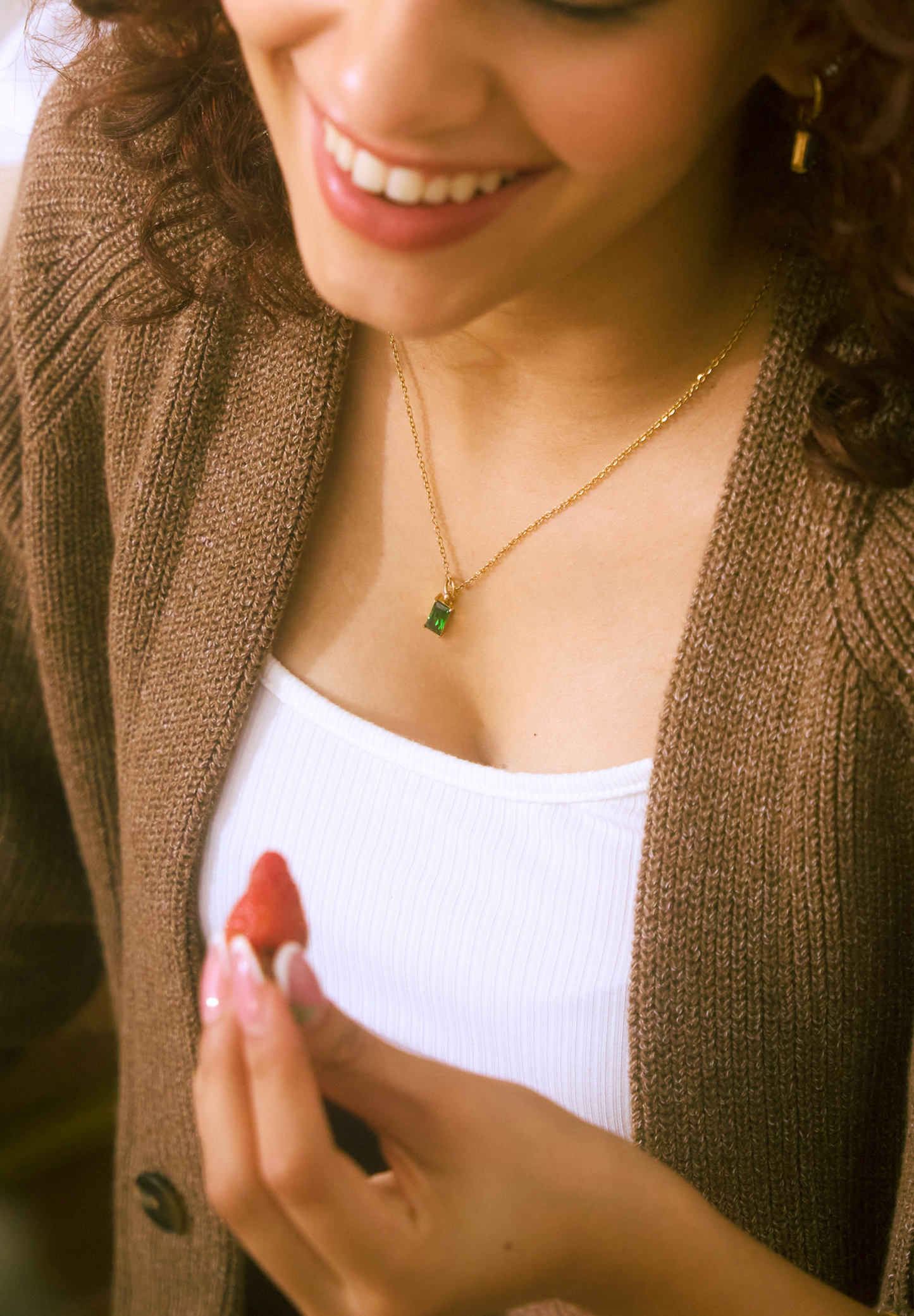 Verity Emerald Pendant Gold Chain Necklace