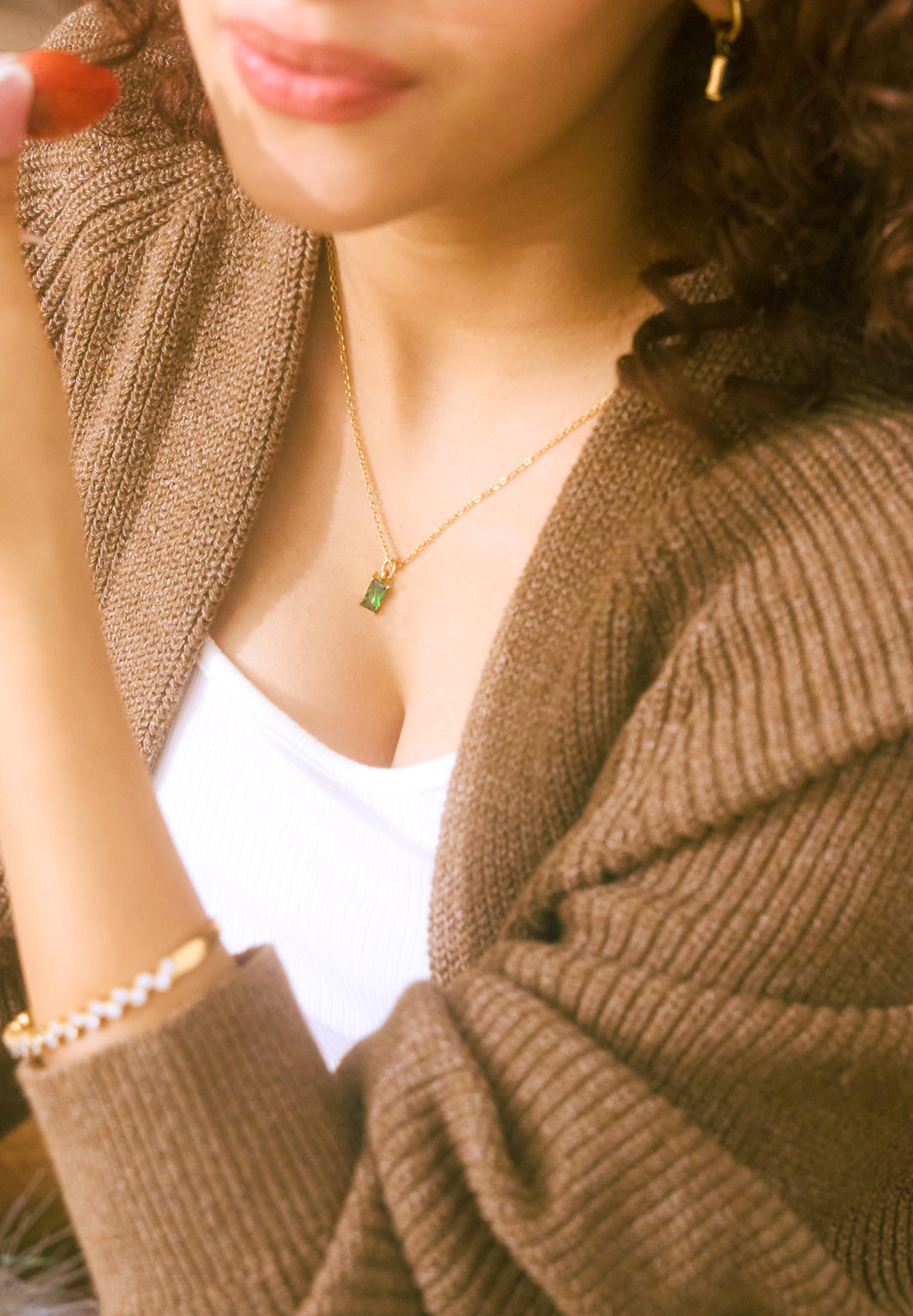 Verity Emerald Pendant Gold Chain Necklace