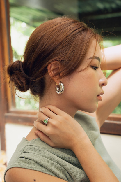 Majestic Gold Ball Hoop Earrings