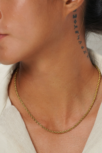 Zep Thin Gold Rope Chain Necklace