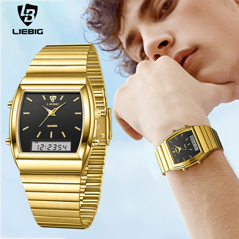 Men's Fashion Tonneau Pointer Digital Watch Waterproof 