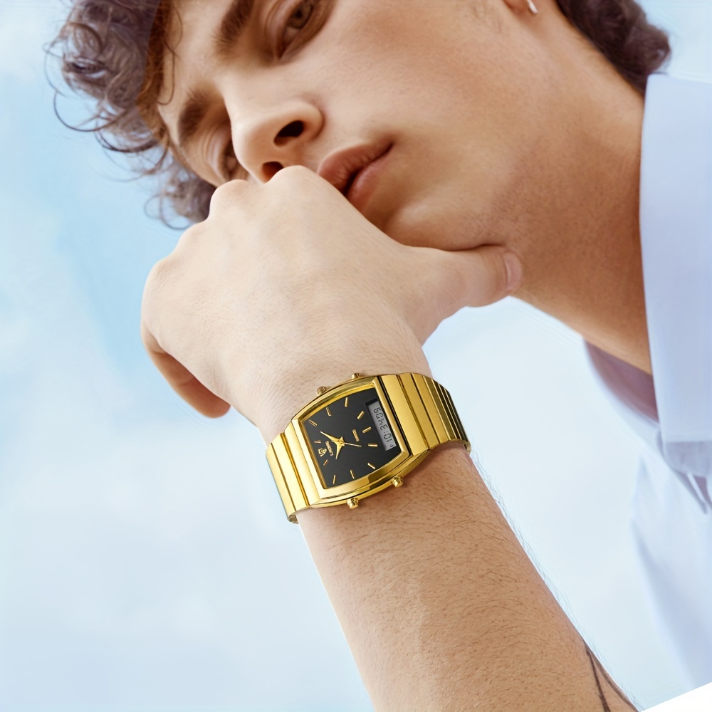 Men's Fashion Tonneau Pointer Digital Watch Waterproof 