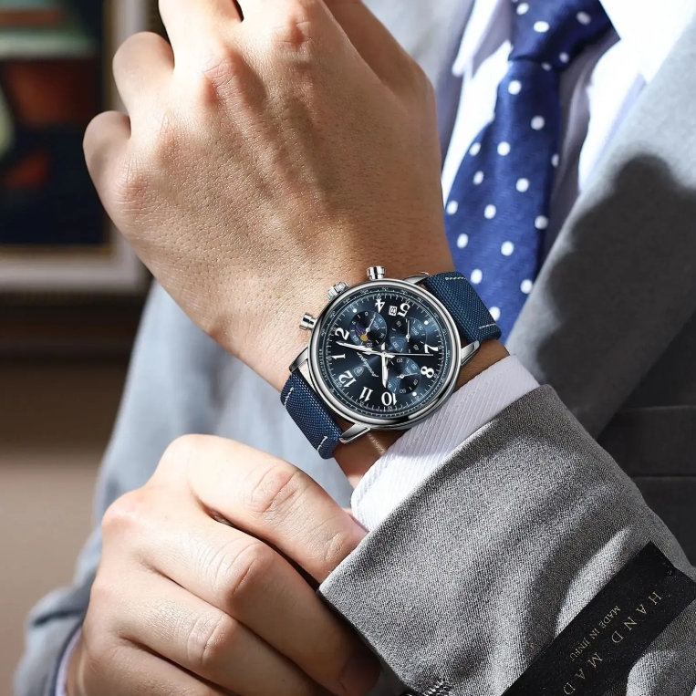 Men's luxury business nylon leather waterproof quartz watch