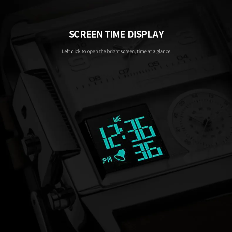 Men's Triple Display Quartz Watch