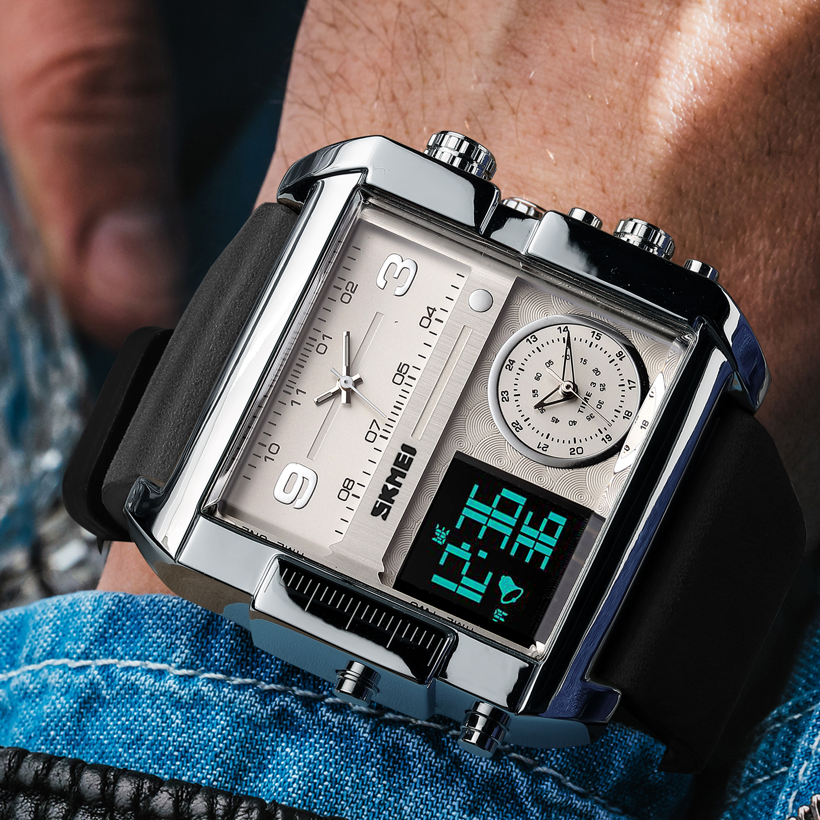 Men's Triple Display Quartz Watch