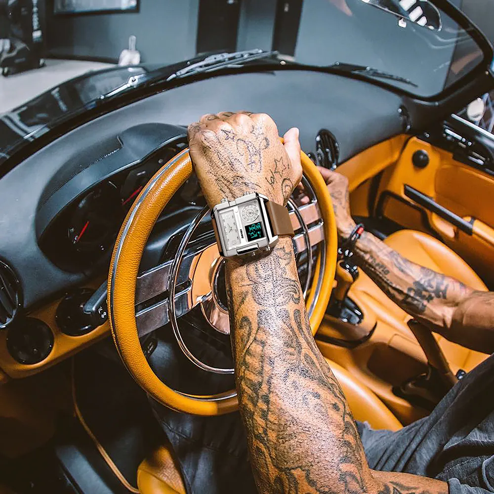 Men's Triple Display Quartz Watch