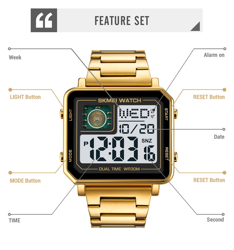 Square Digital Watches Stainless Steel