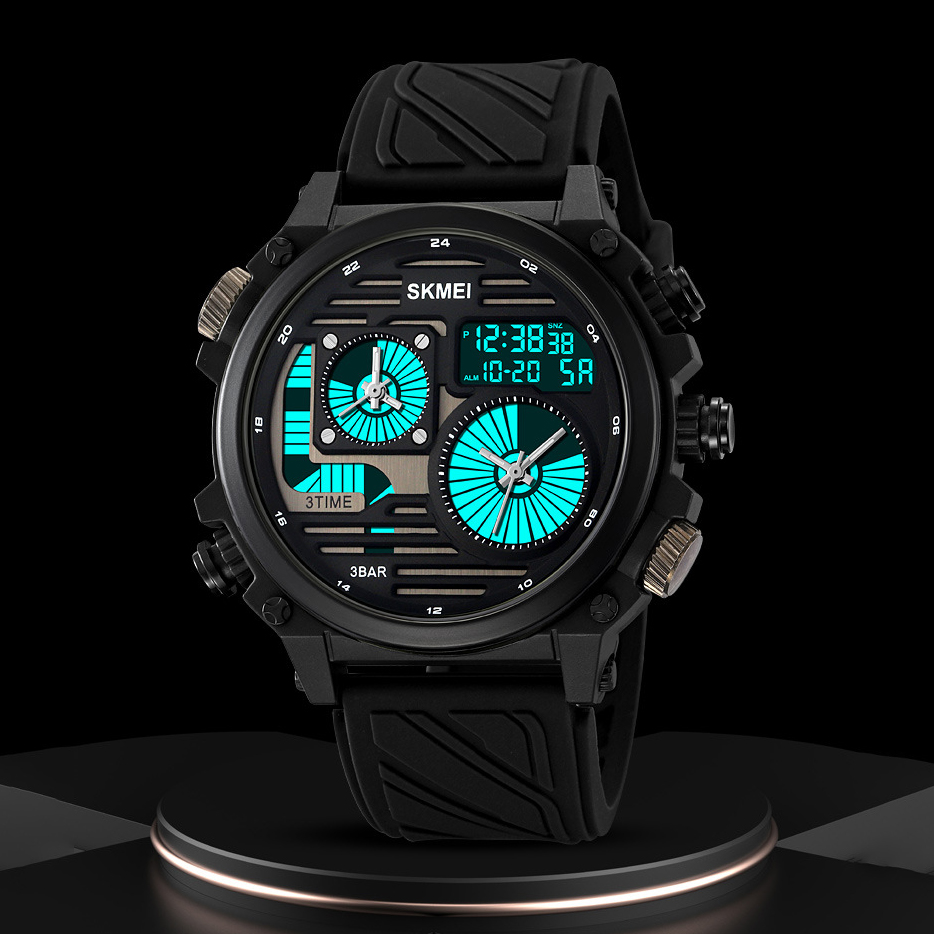 Military waterproof large dial four time watch