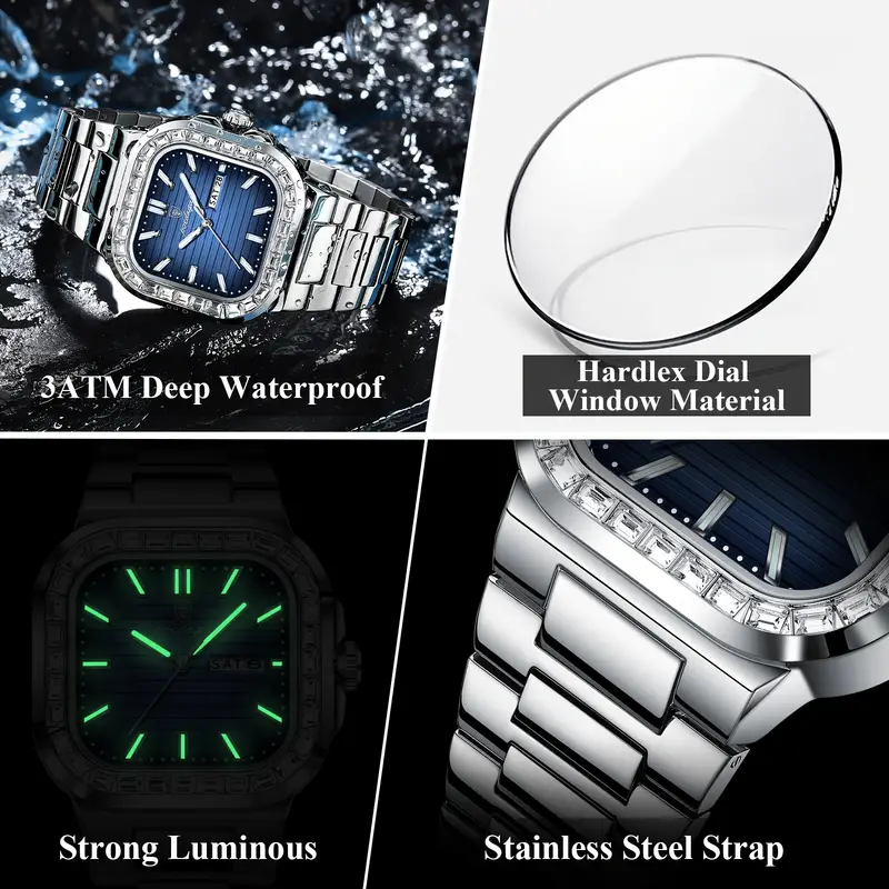 Glamorous Men'S Square Case Quartz Wristwatch