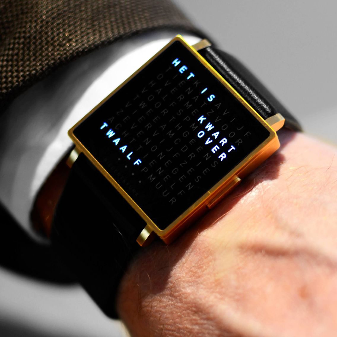 Creative LED letter display square steel strap watch