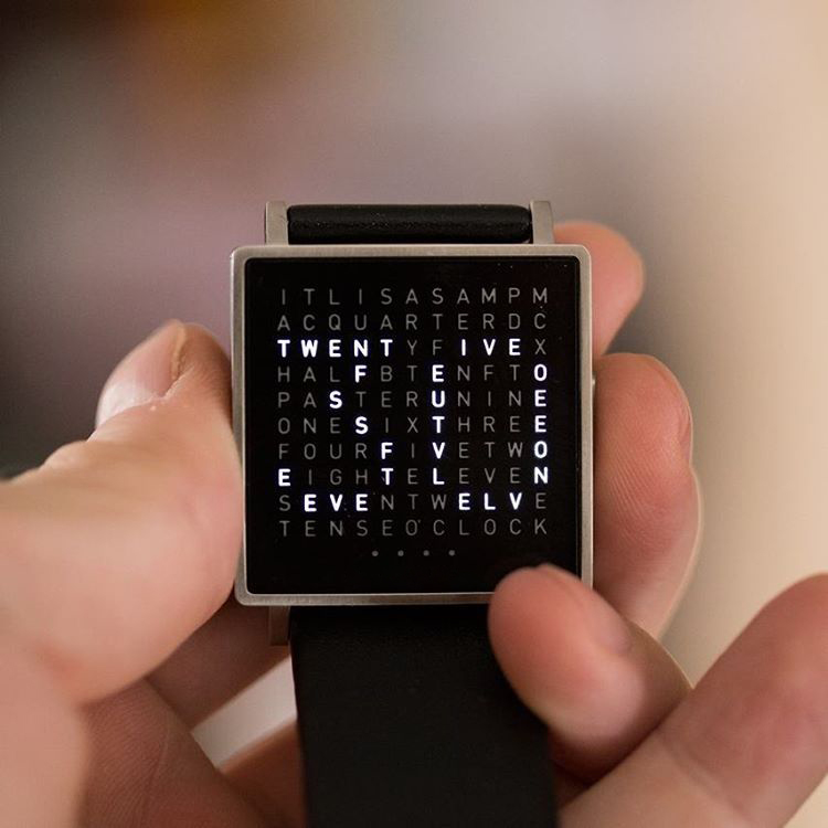 Creative LED letter display square steel strap watch
