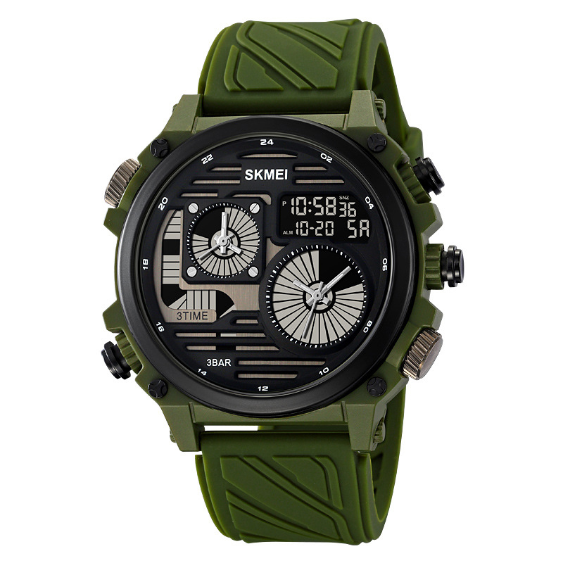 Military waterproof large dial four time watch