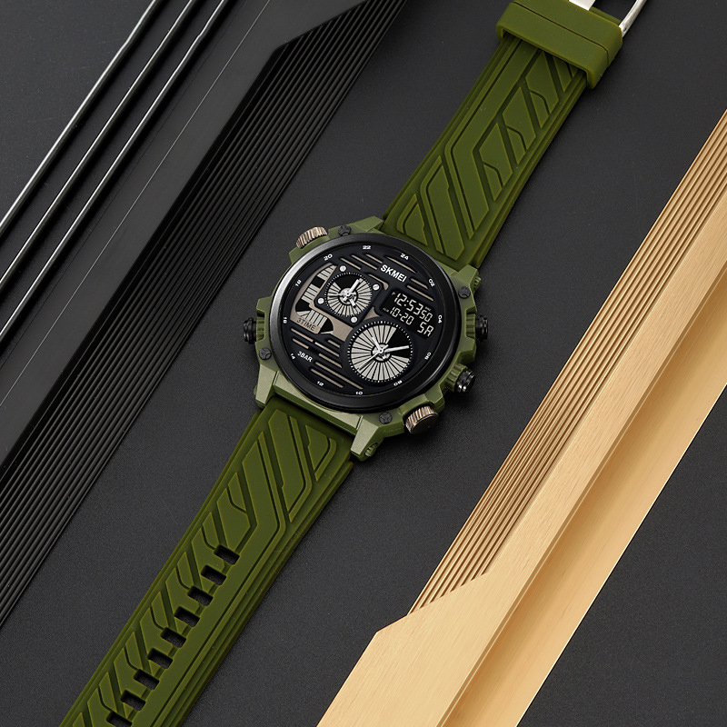 Military waterproof large dial four time watch