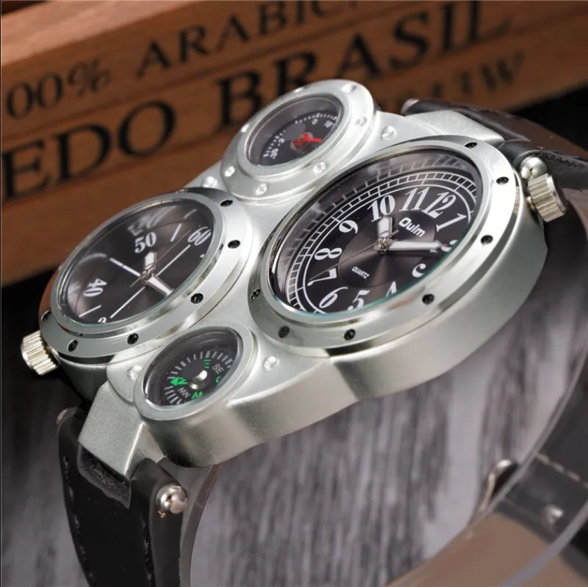 【Clearance】Mens Big Dial Belt Compass Camping Watch