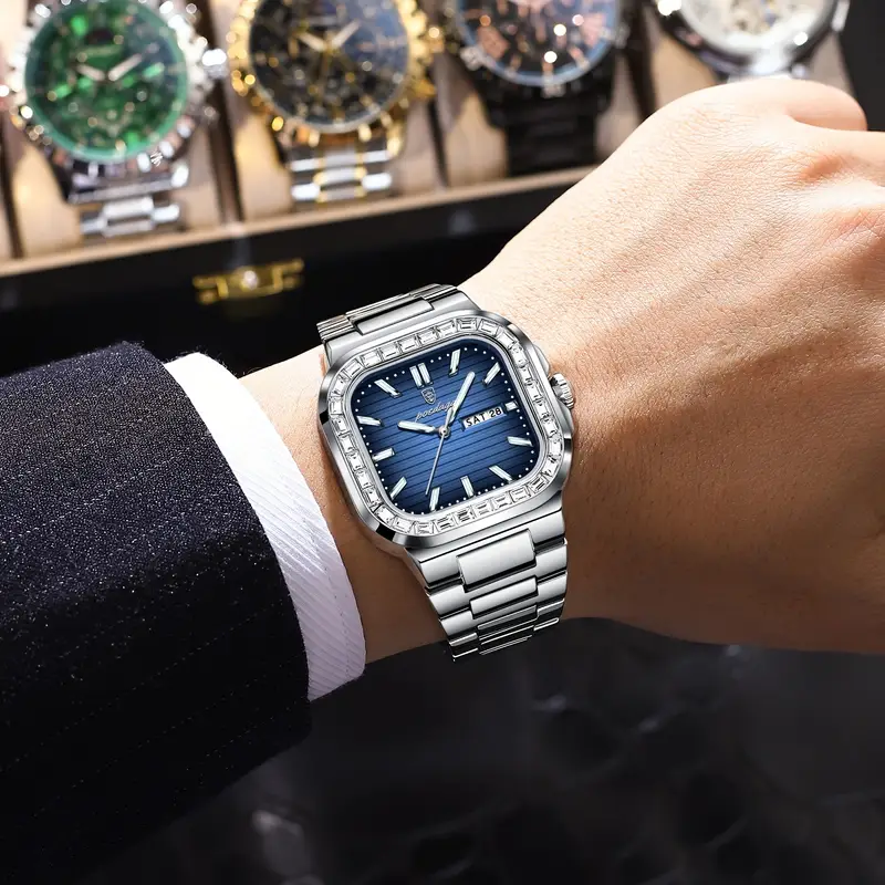 Glamorous Men'S Square Case Quartz Wristwatch