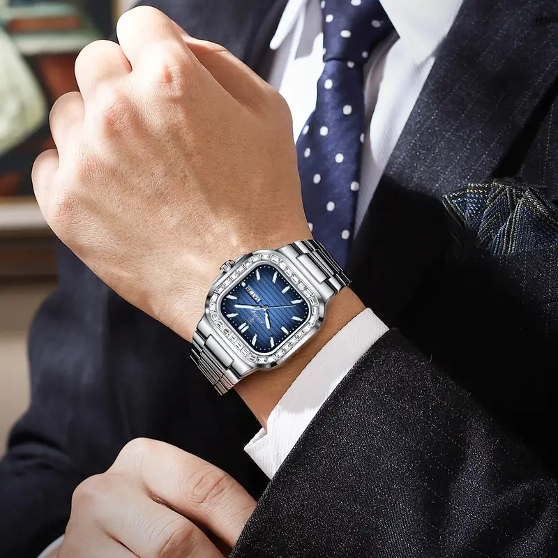 Glamorous Men'S Square Case Quartz Wristwatch