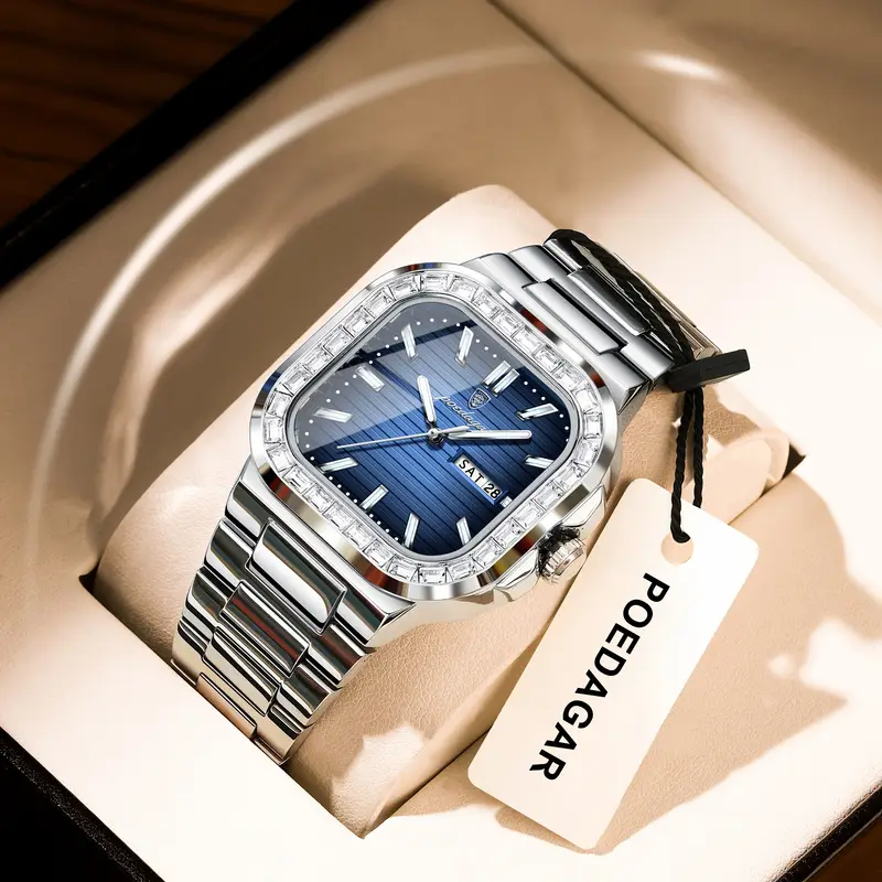 Glamorous Men'S Square Case Quartz Wristwatch